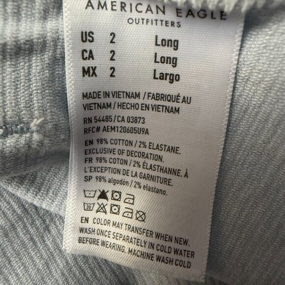 American Eagle Jean Womens 2 Long Blue Stretch Classic Skinny High Rise Corduroy - Picture 6 of 7